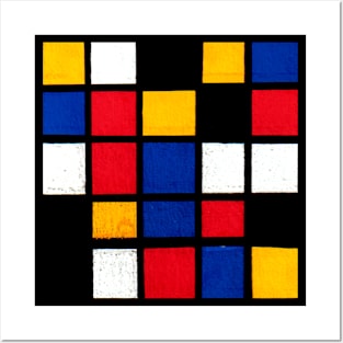 Mondrian Inspired Geometric Abstract Acrylic Painting IV Posters and Art